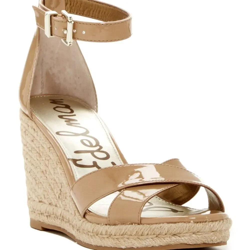 Sam Edelman Brenda Wedge Tan Sandal 10.5